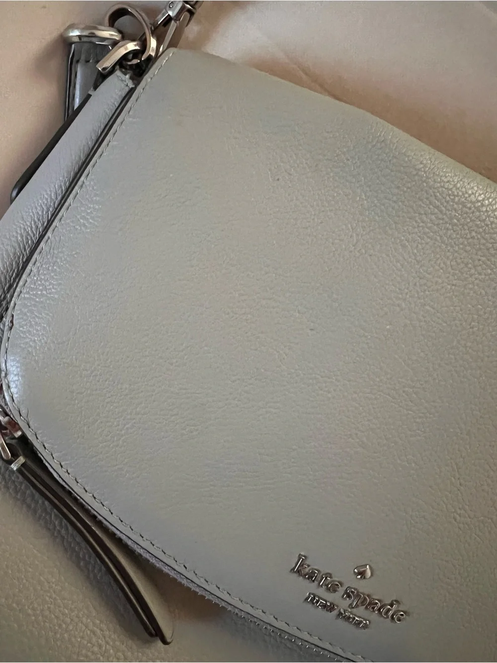 Kate Spade New York Gray Pebbled Leather Convertible Shoulder & Crossbody Bag